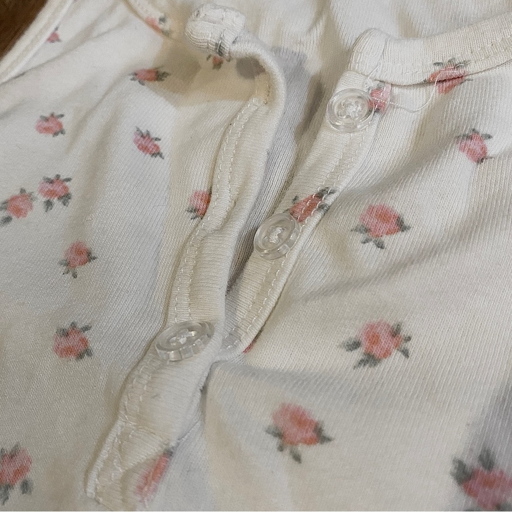 White Button-up Tank with Pink Flowers - Picture 3 of 4